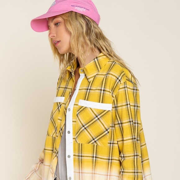 Plaid Woven Button Oversize Shirt in BOTH … - Picture 4 of 13